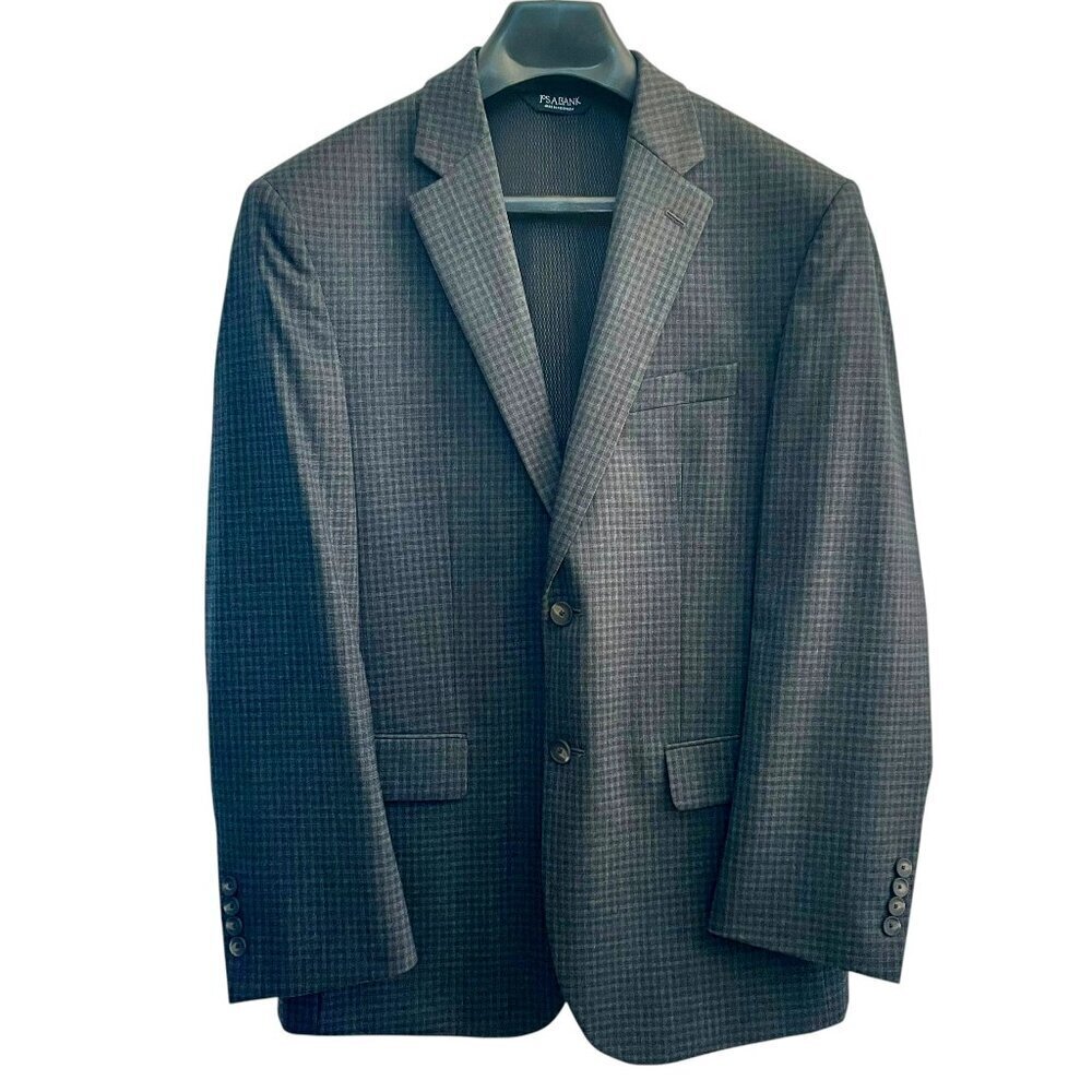 Jos. A. Bank Traveler Collection Tailored Fit Gray Check Sportcoat 38 Regular